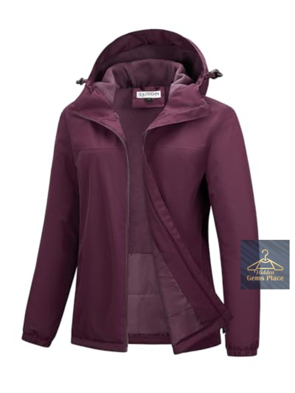 Waterproof Fleece Lined Women's Rain Jacket with Hood